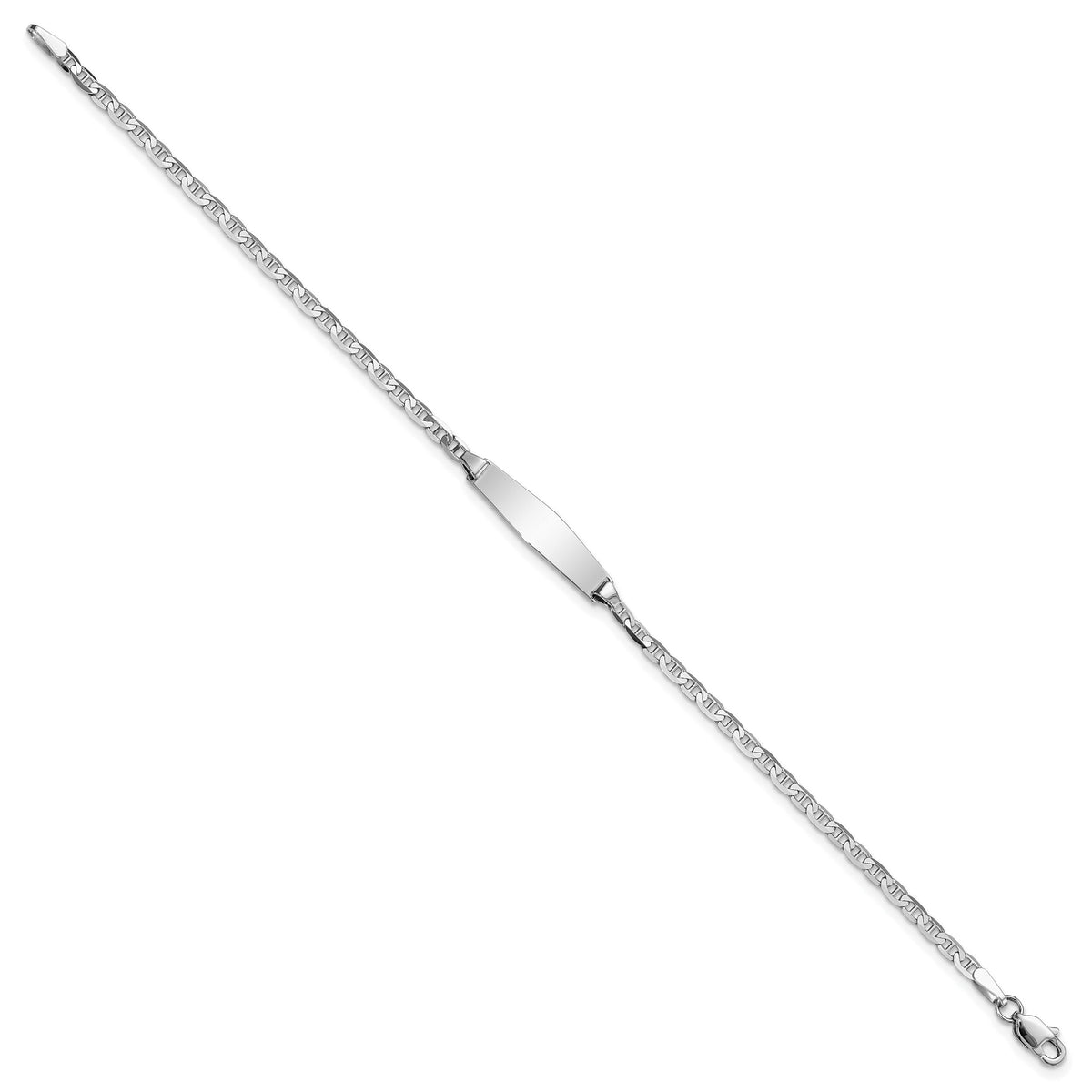 14k WG Semi-solid Soft Diamond Shape Anchor ID Bracelet-DCID137CW-6