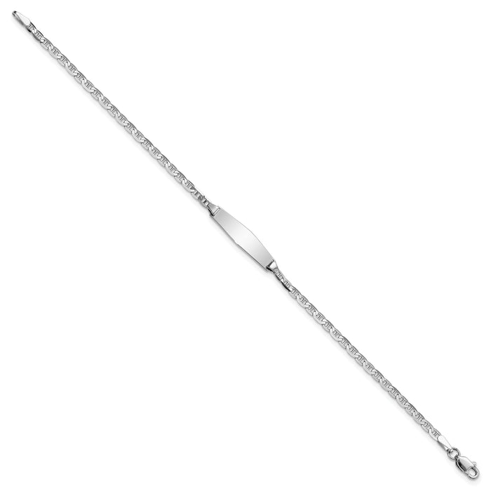 14k WG Semi-solid Soft Diamond Shape Anchor ID Bracelet-DCID137CW-6
