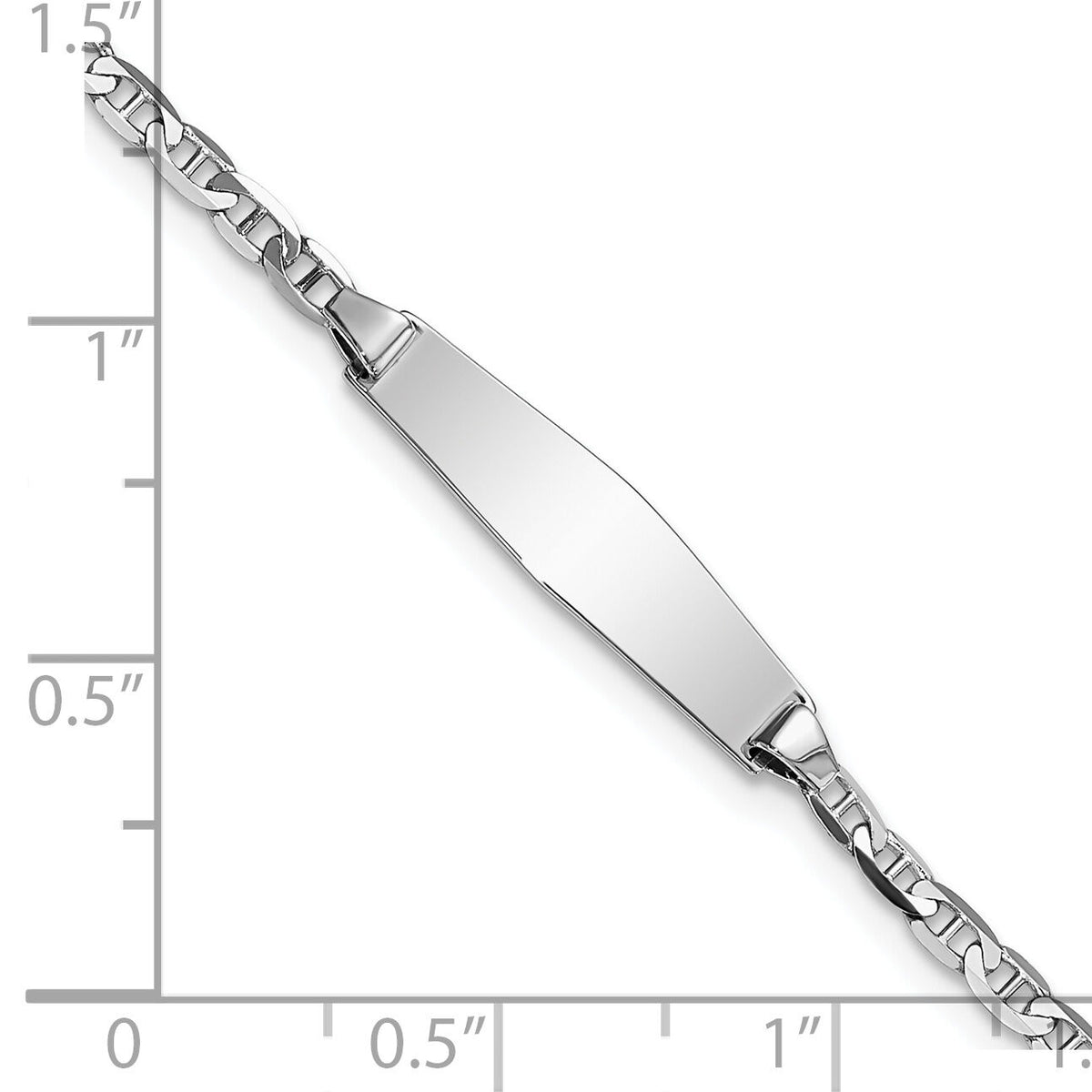 14k WG Semi-solid Soft Diamond Shape Anchor ID Bracelet-DCID137CW-6