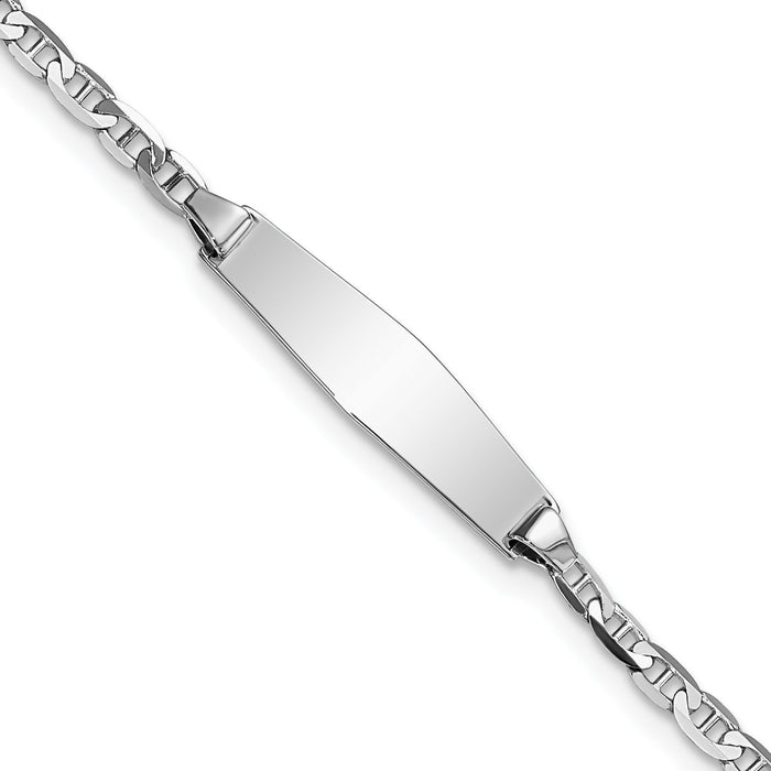 14k WG Semi-solid Soft Diamond Shape Anchor ID Bracelet-DCID137CW-7