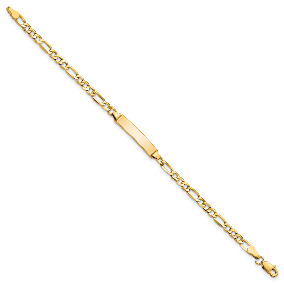 14k Semi-Solid Figaro Link ID Bracelet-DCID140-7