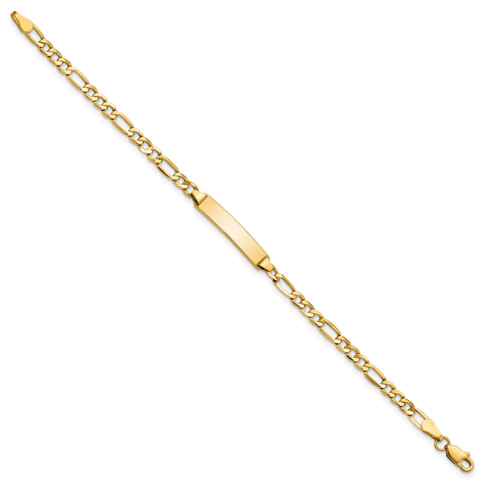 14k Semi-Solid Figaro Link ID Bracelet-DCID140-7
