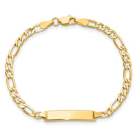 14k Semi-Solid Figaro Link ID Bracelet-DCID140-7