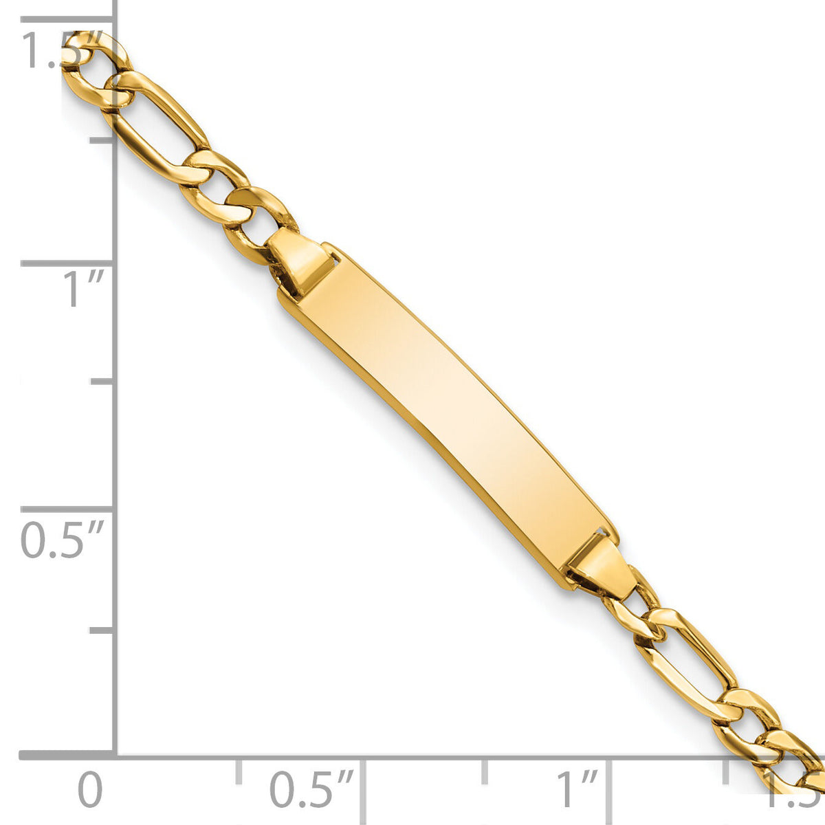 14k Semi-Solid Figaro Link ID Bracelet-DCID140-7