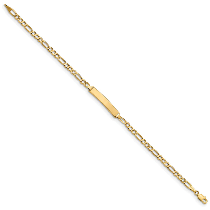 14k Semi-Solid Figaro Link ID Bracelet-DCID140-8