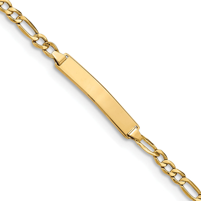 14k Semi-Solid Figaro Link ID Bracelet-DCID140-8