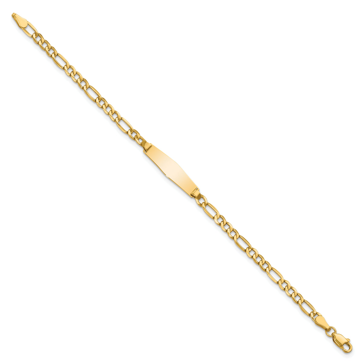 14k Semi-Solid Soft Diamond Shape Figaro Link ID Bracelet-DCID140C-6