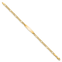 14k Semi-Solid Soft Diamond Shape Figaro Link ID Bracelet-DCID140C-6