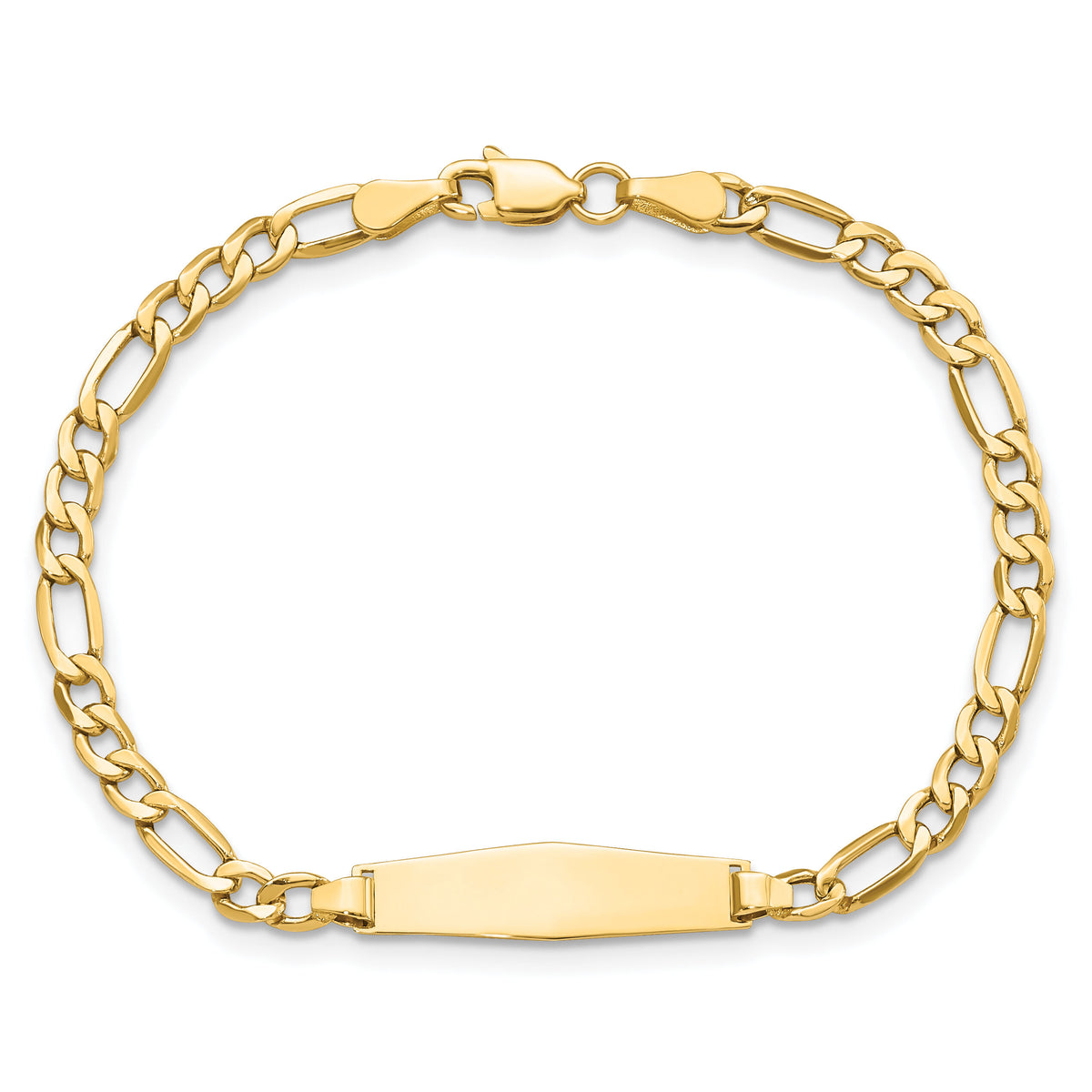 14k Semi-Solid Soft Diamond Shape Figaro Link ID Bracelet-DCID140C-6