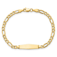 14k Semi-Solid Soft Diamond Shape Figaro Link ID Bracelet-DCID140C-6