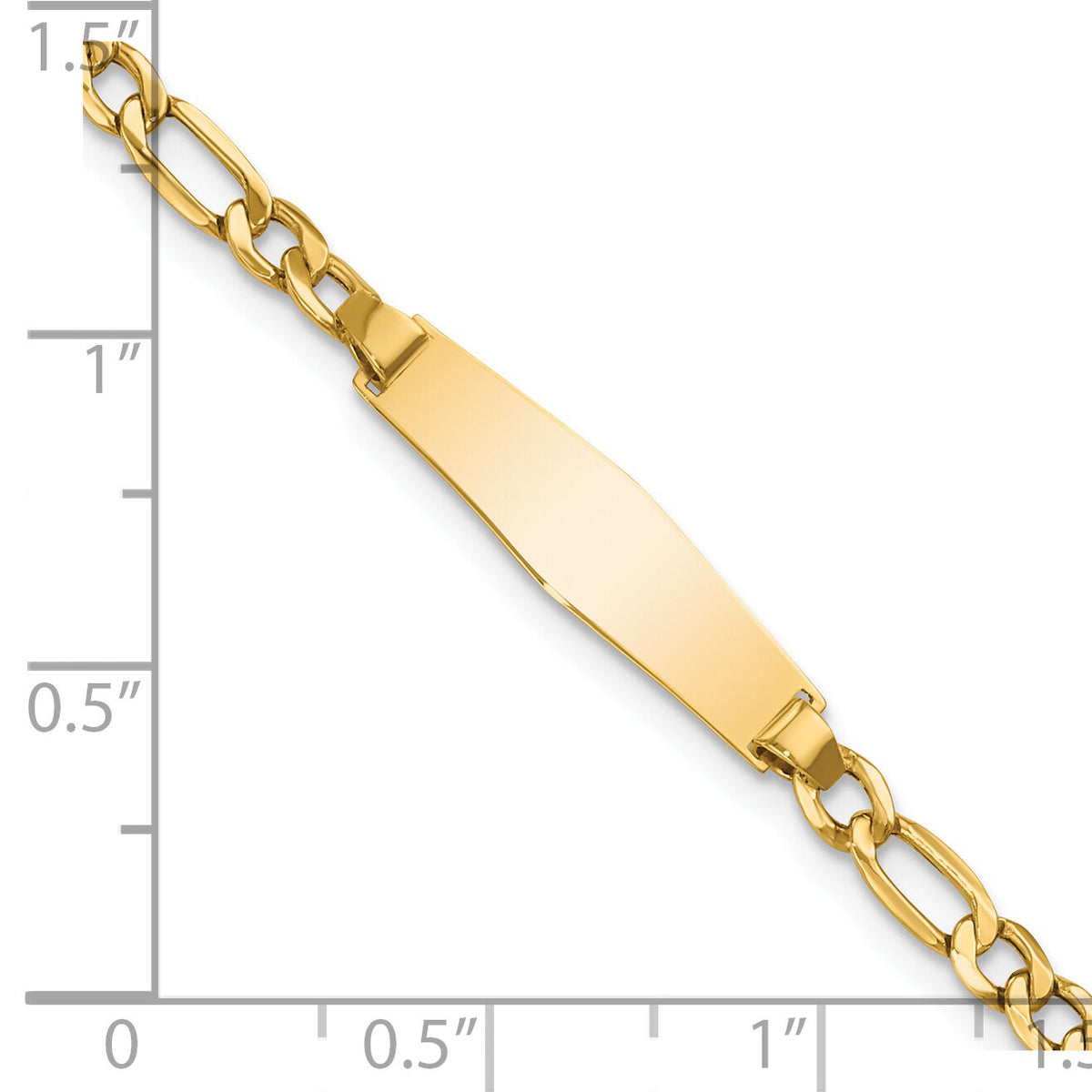 14k Semi-Solid Soft Diamond Shape Figaro Link ID Bracelet-DCID140C-6