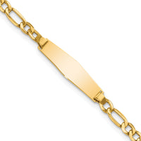 14k Semi-Solid Soft Diamond Shape Figaro Link ID Bracelet-DCID140C-7