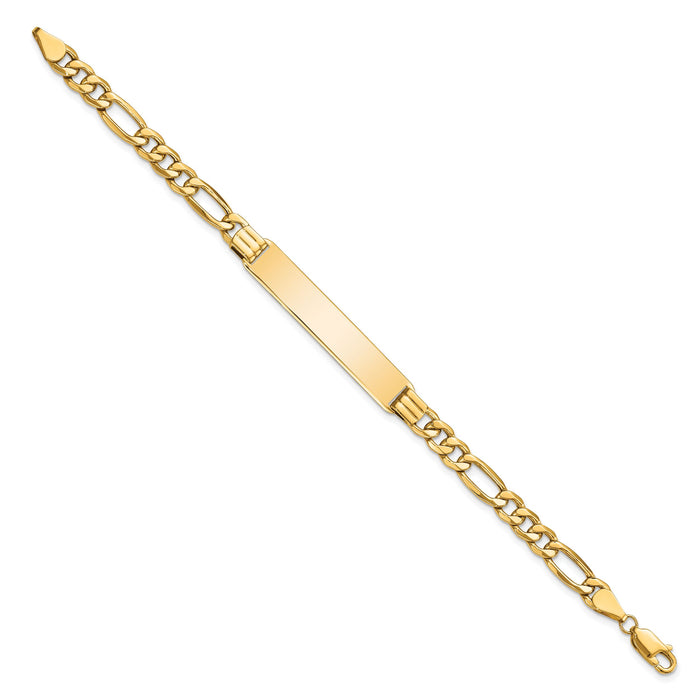 14k Semi-Solid Figaro Link ID Bracelet-DCID141-8