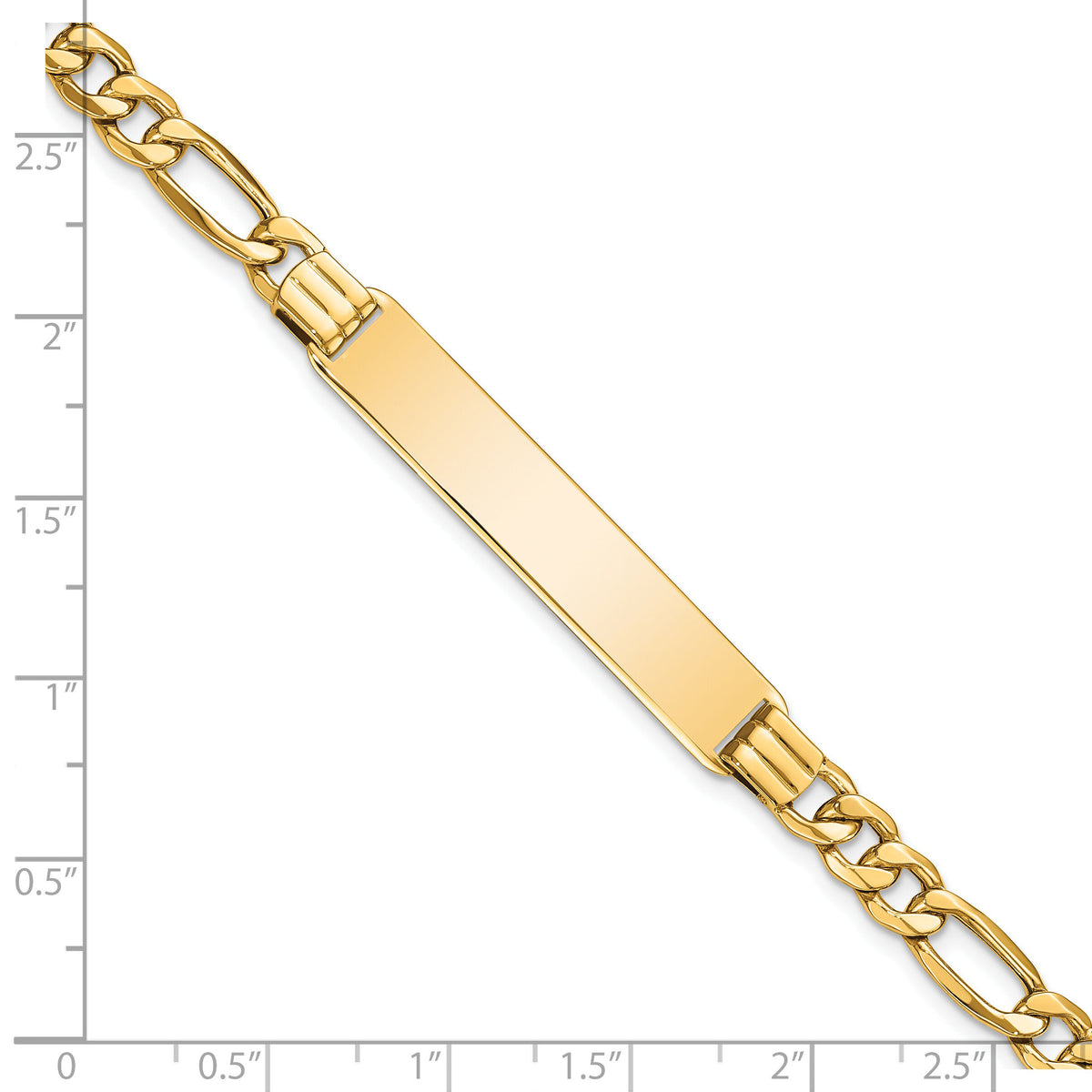 14k Semi-Solid Figaro Link ID Bracelet-DCID141-7