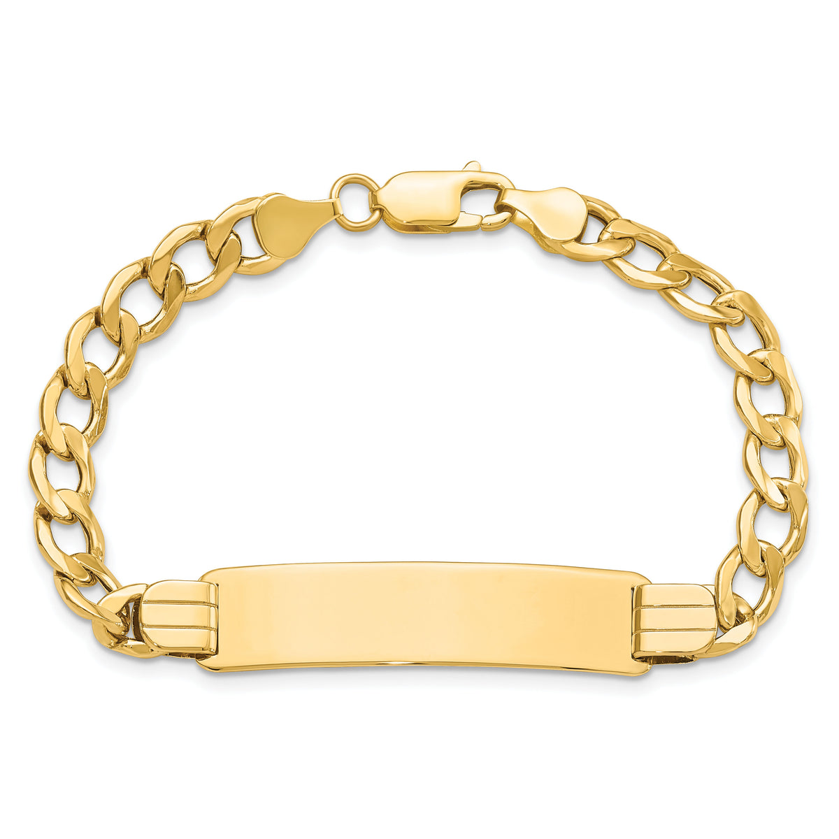 14k Semi-solid Curb Link ID Bracelet-DCID142-8