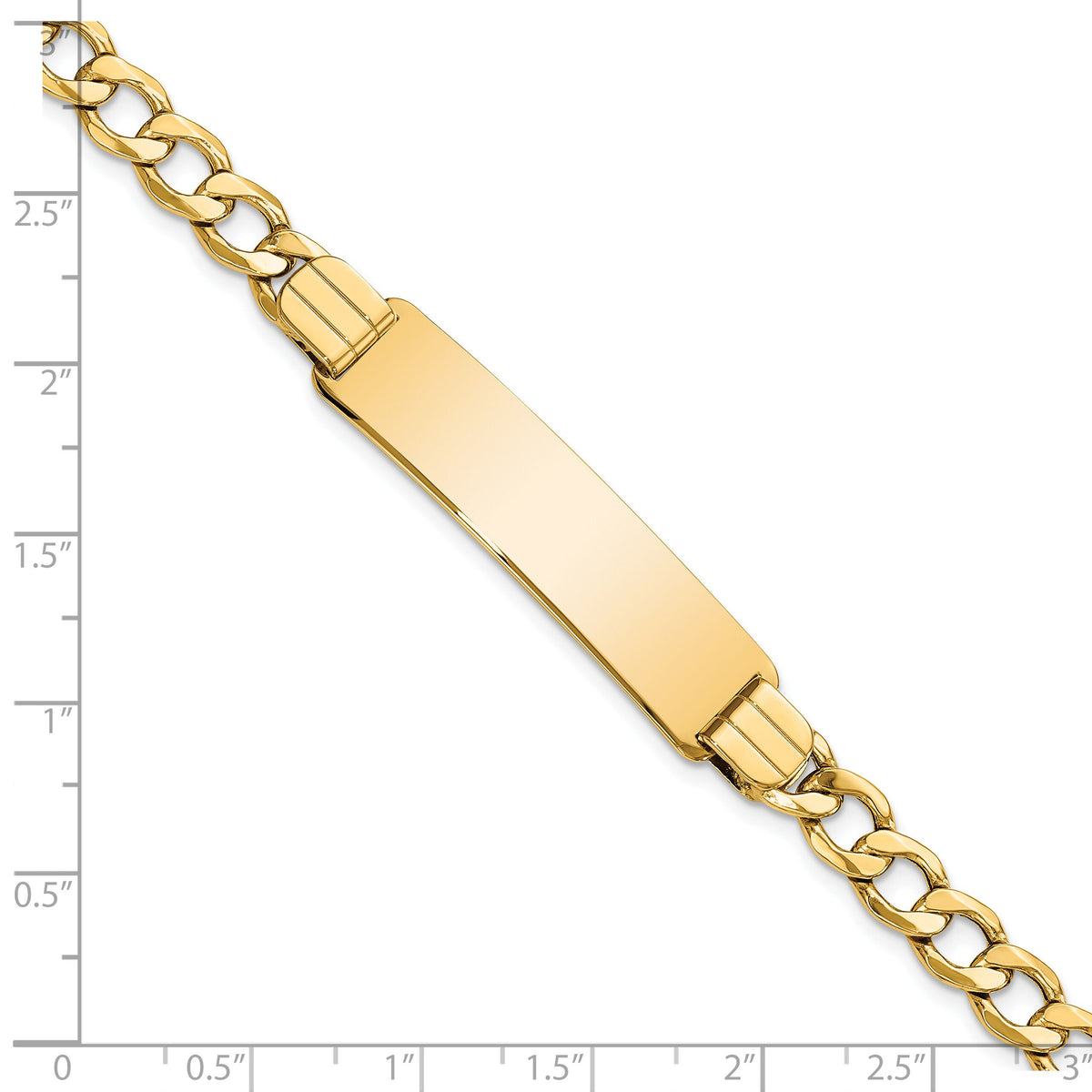 14k Semi-solid Curb Link ID Bracelet-DCID142-7