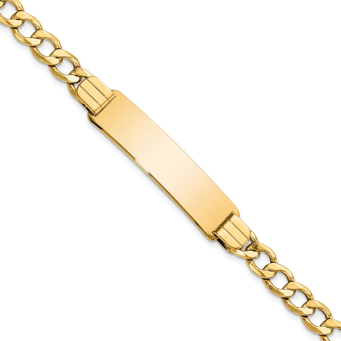14k Semi-solid Curb Link ID Bracelet-DCID142-7