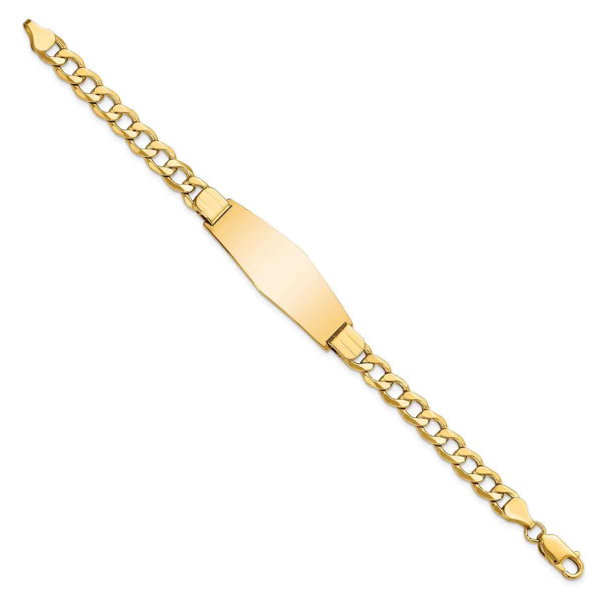 14k Semi-solid Soft Diamond Shape Curb Link ID Bracelet-DCID142C-7