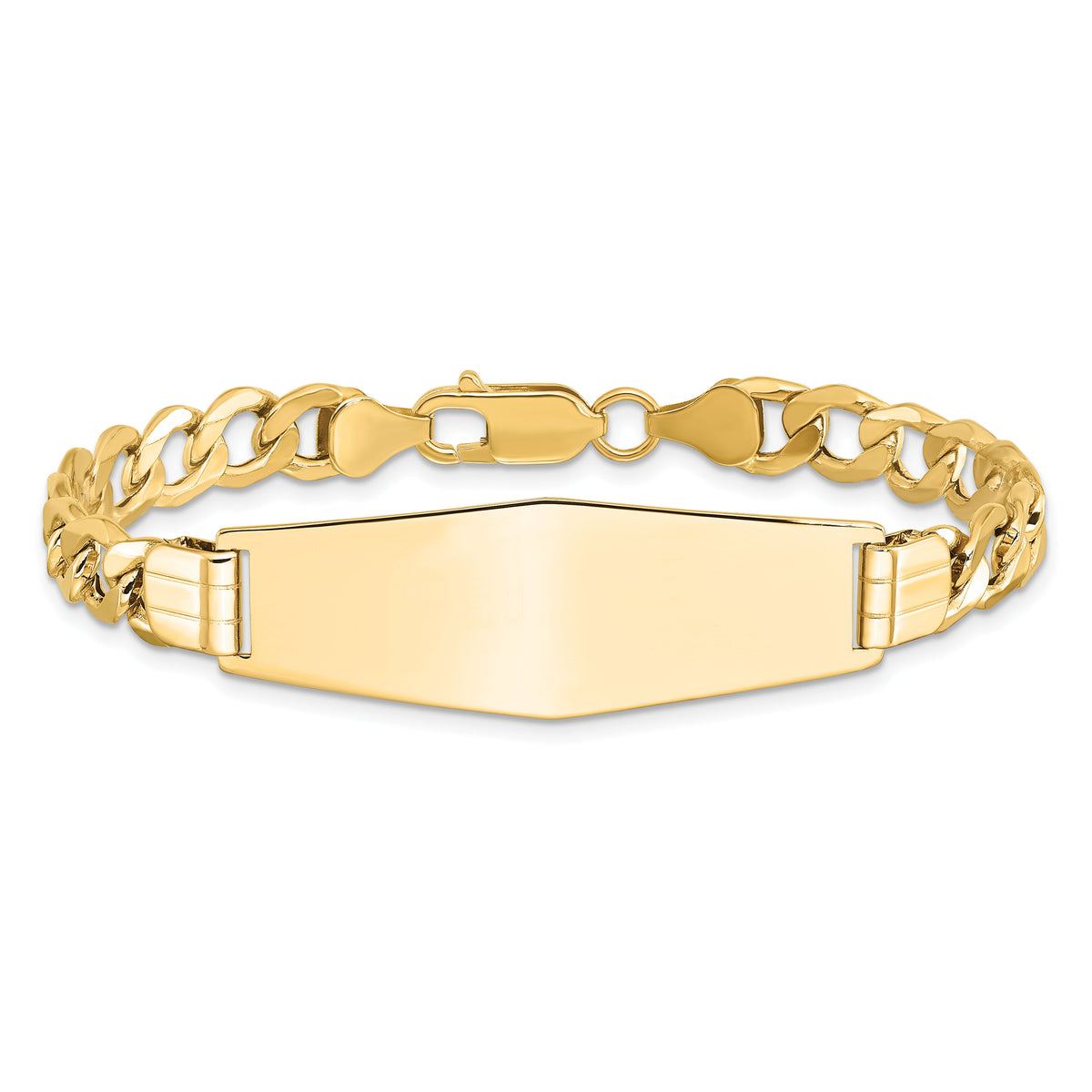 14k Semi-solid Soft Diamond Shape Curb Link ID Bracelet-DCID142C-7
