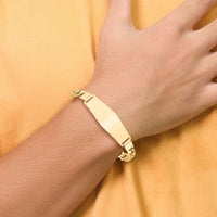 14k Semi-solid Soft Diamond Shape Curb Link ID Bracelet-DCID142C-8