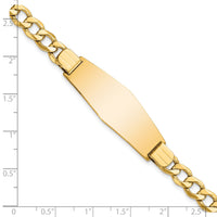 14k Semi-solid Soft Diamond Shape Curb Link ID Bracelet-DCID142C-7