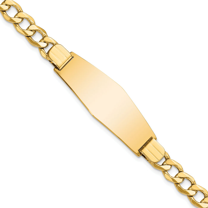 14k Semi-solid Soft Diamond Shape Curb Link ID Bracelet-DCID142C-8
