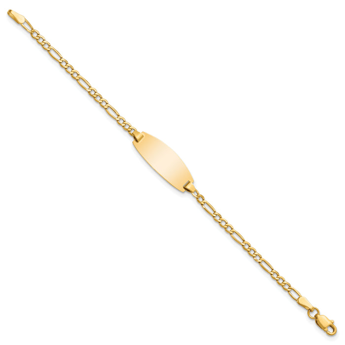 14k Semi-Solid Oval Figaro ID Bracelet-DCID143-5.5
