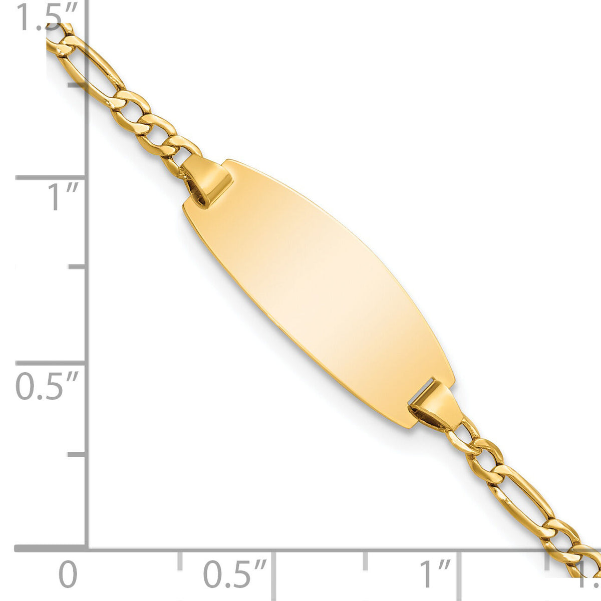 14k Semi-Solid Oval Figaro ID Bracelet-DCID143-5.5