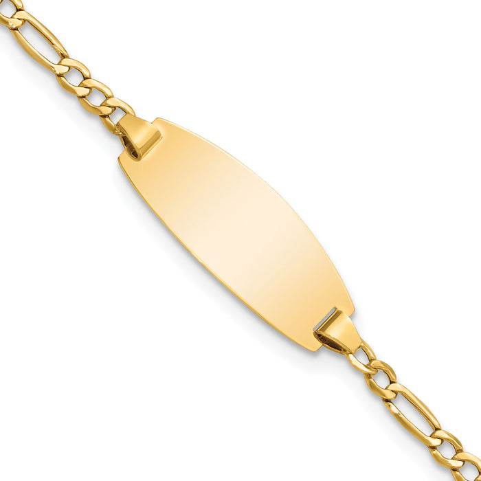 14k Semi-Solid Oval Figaro ID Bracelet-DCID143-5.5
