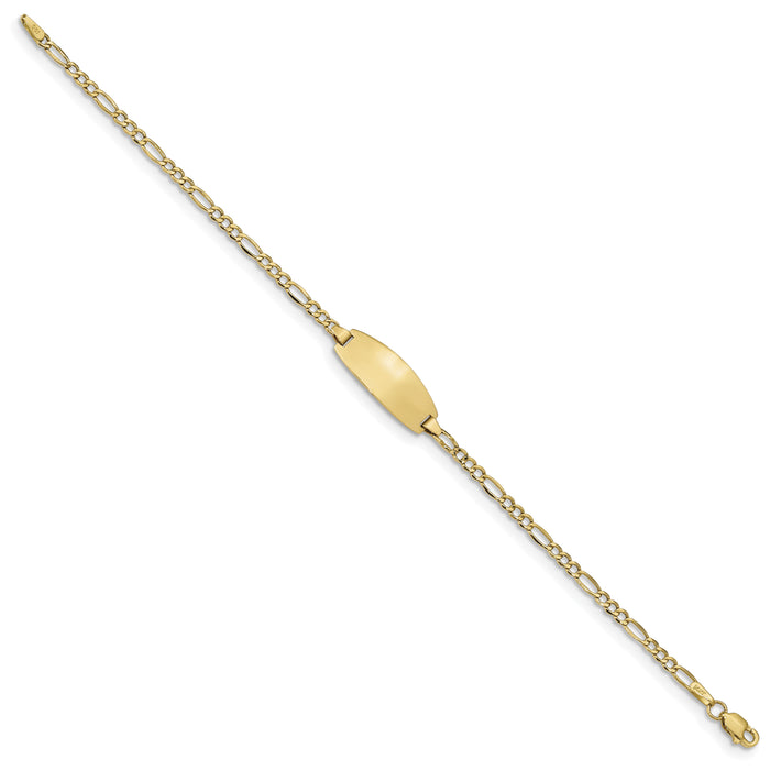 14k Semi-Solid Oval Figaro ID Bracelet-DCID143-7