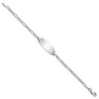 14k White Gold Semi-Solid Oval Figaro ID Bracelet-DCID143W-5.5