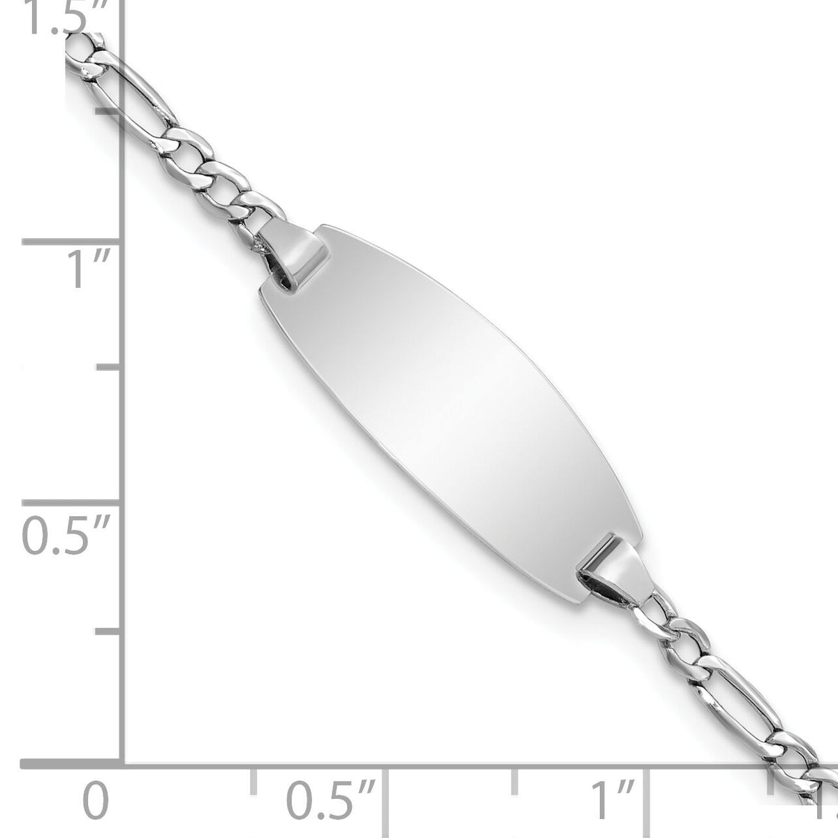 14k White Gold Semi-Solid Oval Figaro ID Bracelet-DCID143W-5.5