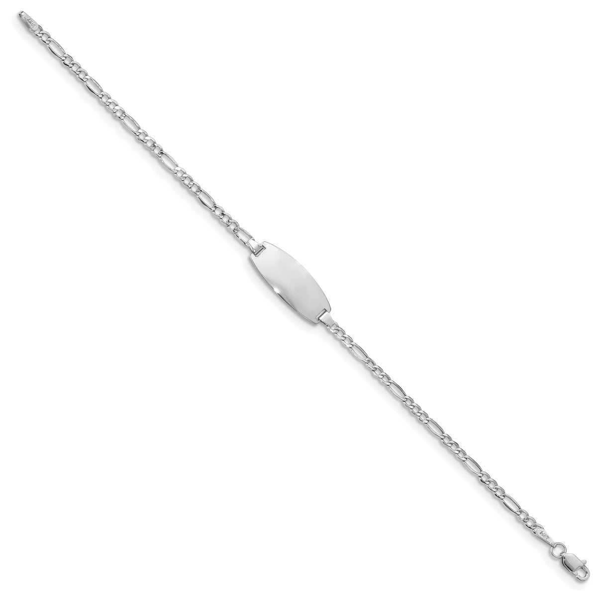 14k White Gold Semi-Solid Oval Figaro ID Bracelet-DCID143W-6