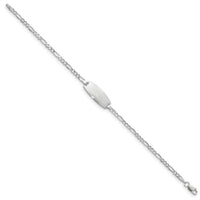 14k White Gold Semi-Solid Oval Figaro ID Bracelet-DCID143W-7