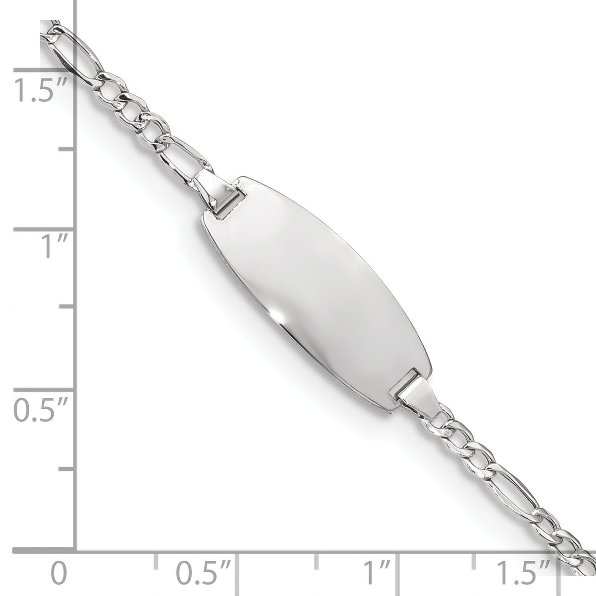14k White Gold Semi-Solid Oval Figaro ID Bracelet-DCID143W-6