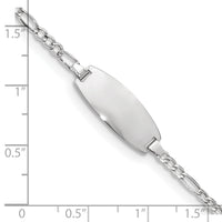 14k White Gold Semi-Solid Oval Figaro ID Bracelet-DCID143W-6