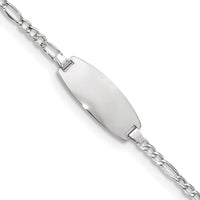 14k White Gold Semi-Solid Oval Figaro ID Bracelet-DCID143W-6