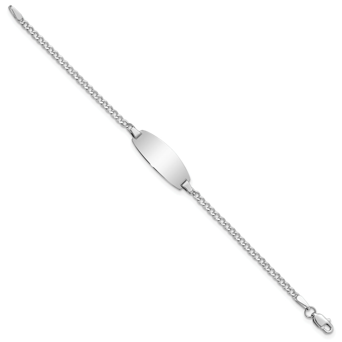 14k White Gold Semi-Solid Oval Curb ID Bracelet-DCID144W-5.5