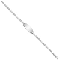 14k White Gold Semi-Solid Oval Curb ID Bracelet-DCID144W-5.5