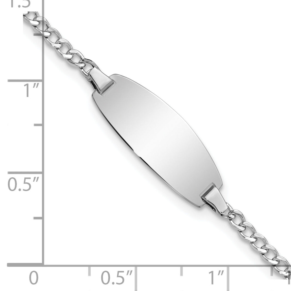 14k White Gold Semi-Solid Oval Curb ID Bracelet-DCID144W-5.5