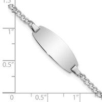14k White Gold Semi-Solid Oval Curb ID Bracelet-DCID144W-5.5