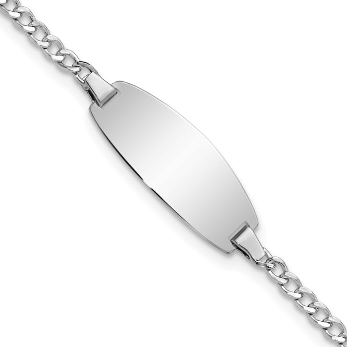 14k White Gold Semi-Solid Oval Curb ID Bracelet-DCID144W-5.5