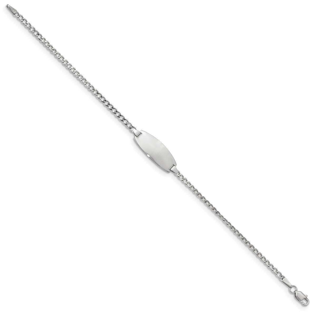 14k White Gold Semi-Solid Oval Curb ID Bracelet-DCID144W-7