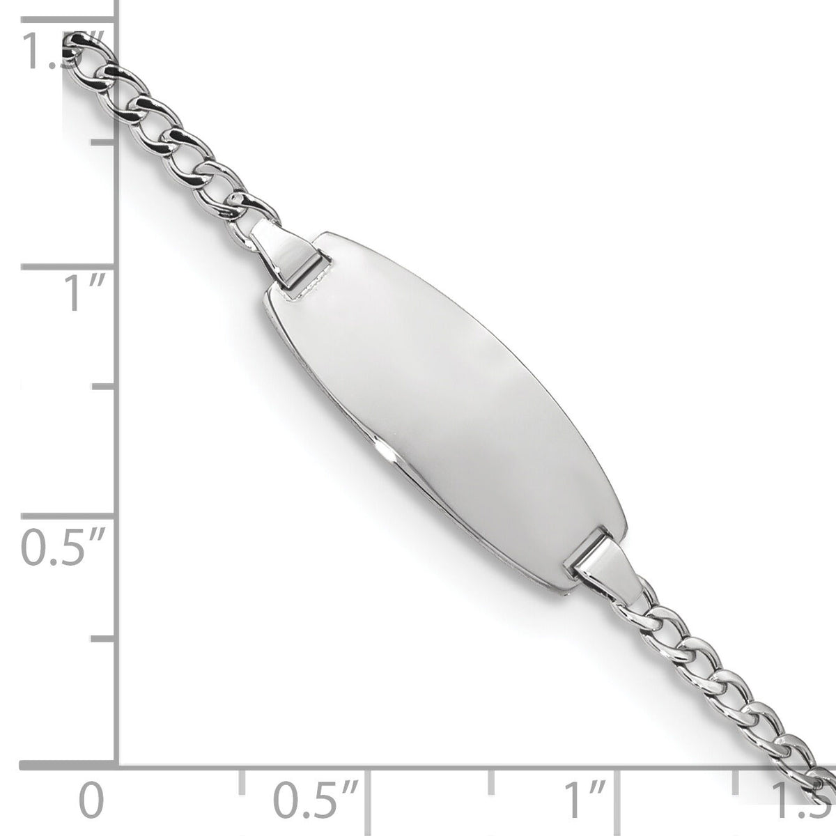 14k White Gold Semi-Solid Oval Curb ID Bracelet-DCID144W-6