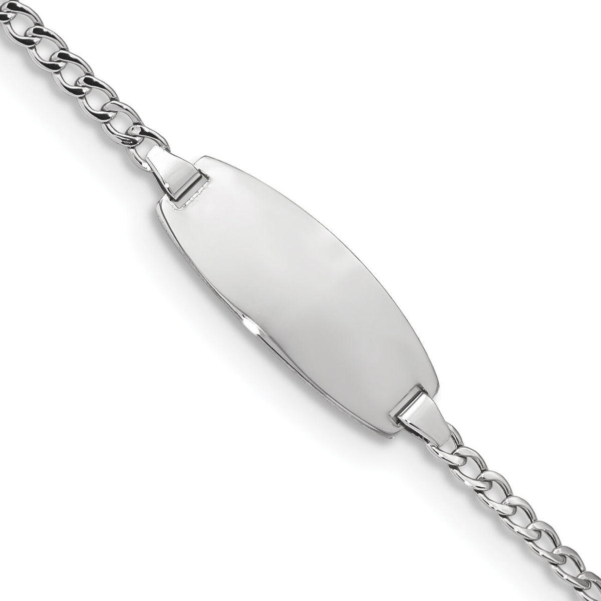 14k White Gold Semi-Solid Oval Curb ID Bracelet-DCID144W-6