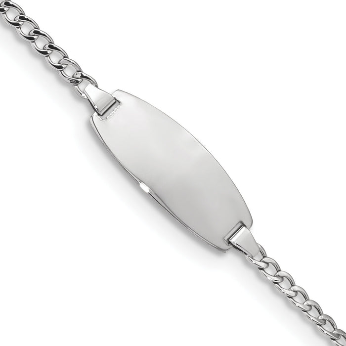 14k White Gold Semi-Solid Oval Curb ID Bracelet-DCID144W-6