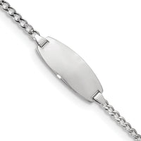 14k White Gold Semi-Solid Oval Curb ID Bracelet-DCID144W-7