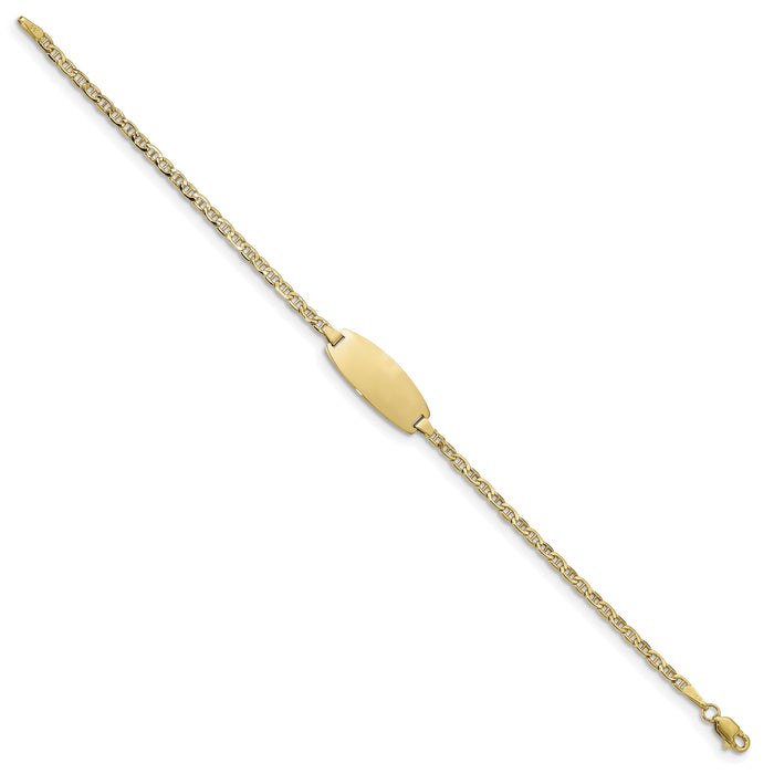14k Semi-Solid Oval Anchor ID Bracelet-DCID145-6
