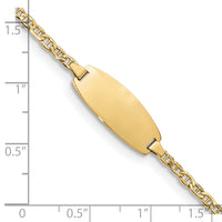 14k Semi-Solid Oval Anchor ID Bracelet-DCID145-6