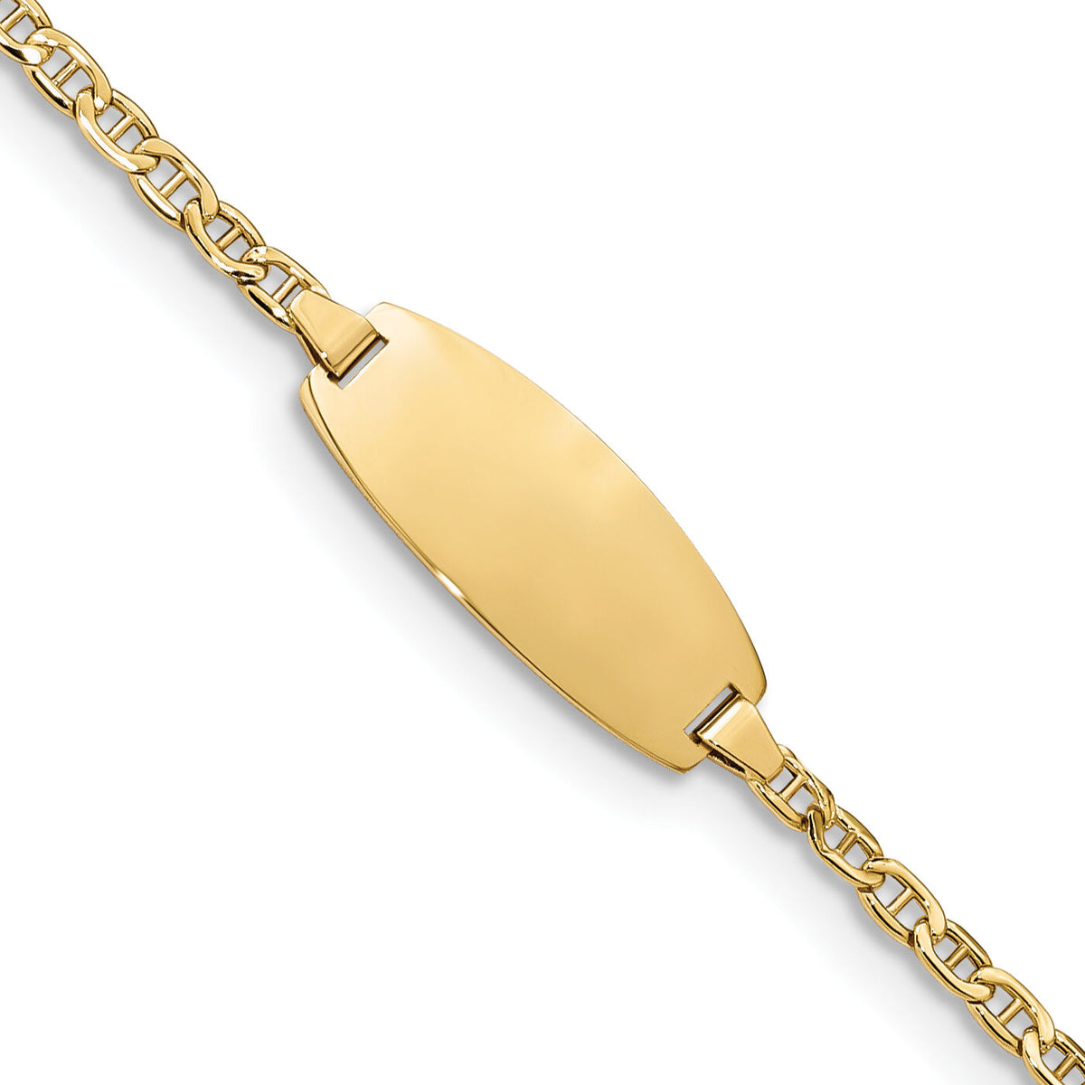 14k Semi-Solid Oval Anchor ID Bracelet-DCID145-7
